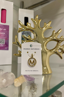 Pingente Alfabeto Letra M - Dourado - Cristal Howlita Branca