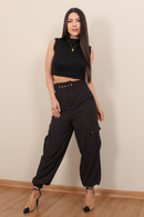 Calça alfaiataria jogger cargo Preto