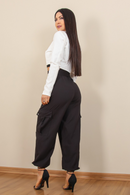 Calça alfaiataria jogger cargo Preto