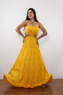 Vestido alfaiataria longo Amarelo